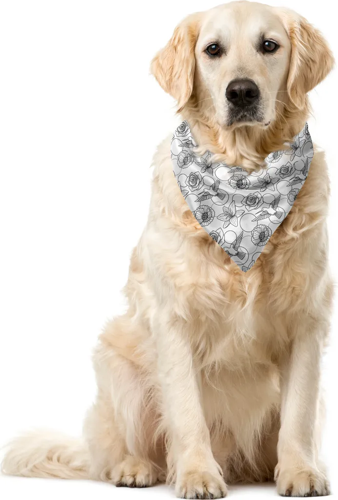 Accessorio Animali ABAKUHAUS Bandana Vintage Uccelli e Fiori