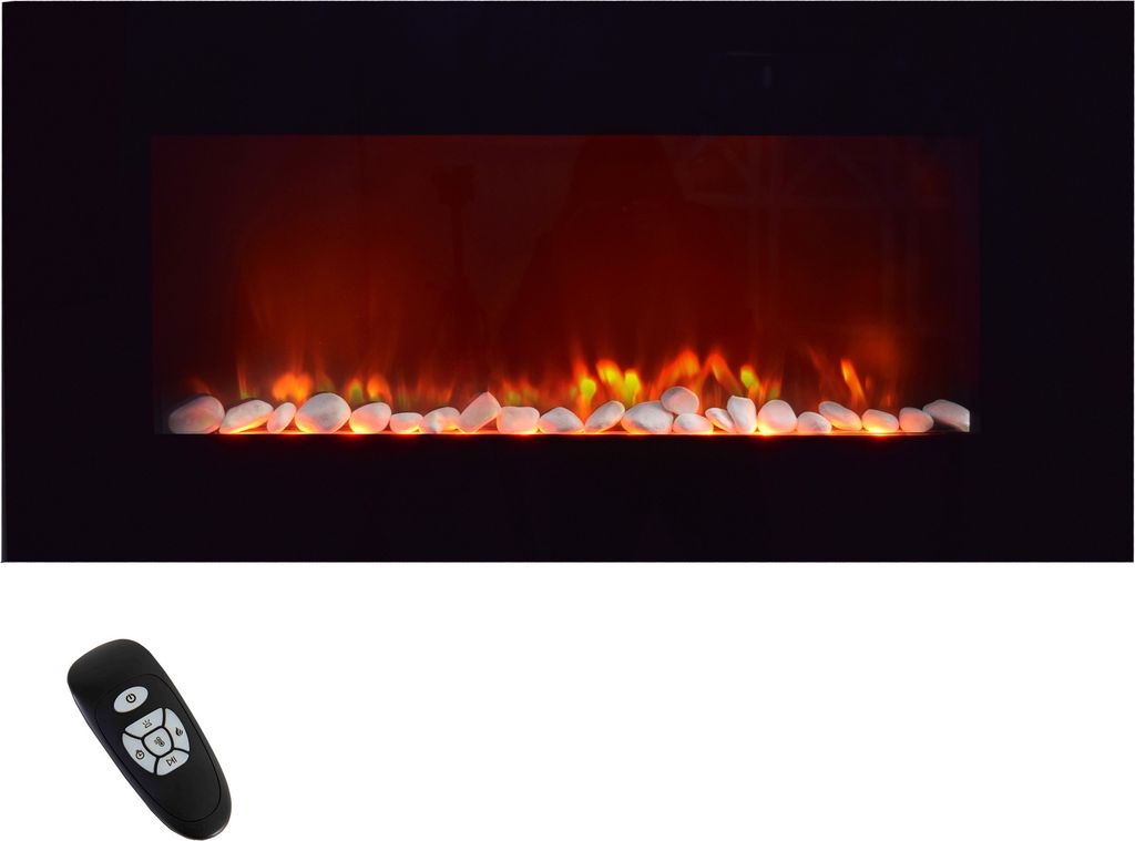 Syntrox Germany Wandkamin Novara Elektrokamin 2000W mit Flammeneffekt schwarz