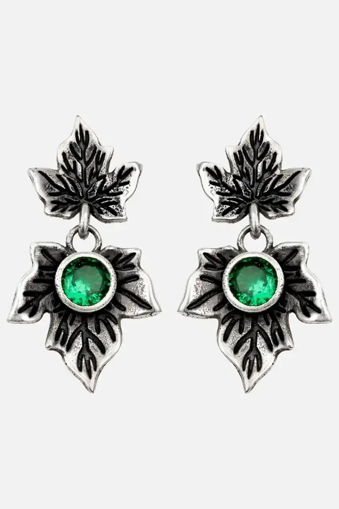 Boucles d'oreilles feuilles de lierre noir Restyle style mystique 7cm