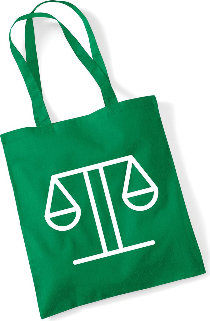 Huuraa Jutebeutel Waage Sternzeichen Symbol 10 Liter Kelly Green Baumwolle Tasche Geschenkidee