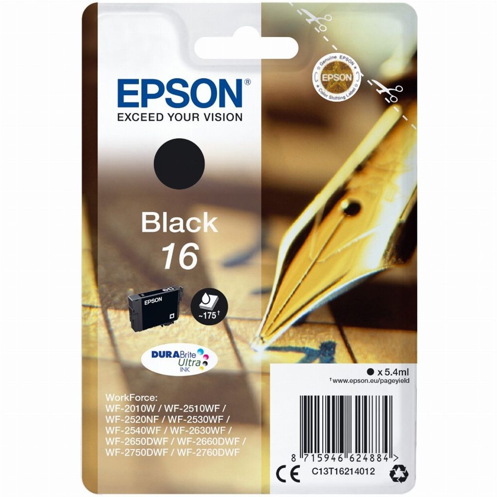 Original Epson 16 / C13T16214012 Tintenpatrone schwarz Produktbild 