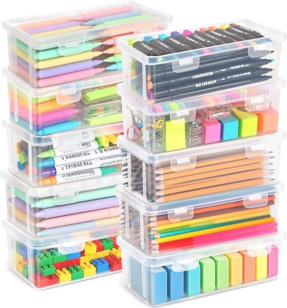 Kunststoffen Organizer Dose mit Klickdeckel, stapelbar, BPA-frei, mittel