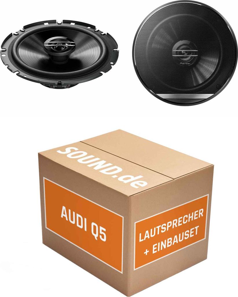 Lautsprecher Boxen Einbaupaket vorne Pioneer TS-G1720F passend für Audi Q5 8R | 2x Tief-Mitteltöner mit integriertem Hochtöner 300W MAX
