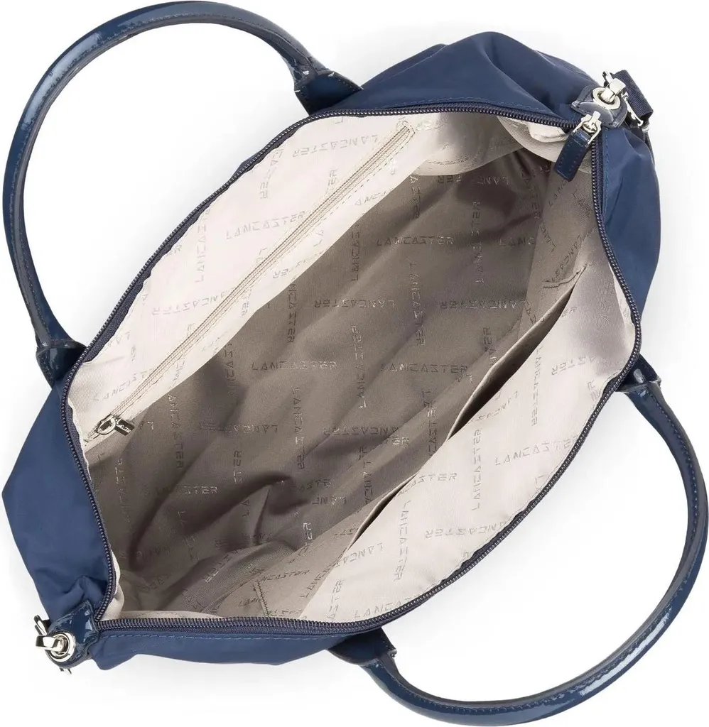 Lancaster Sac Basic Verni Bleu - Sac à Main Porté Épaule Brillant