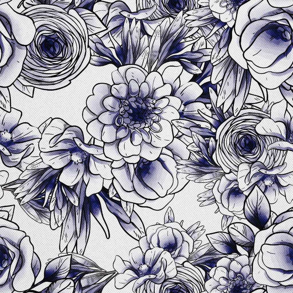 OUTDOOR DEKOSTOFFE OXFORD - Motiv Skizzierte Blumen