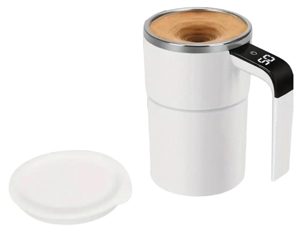 Magnetischer Kaffeebecher mit Selbstumrührfunktion und Temperaturanzeige, aus Edelstahl 304, auslaufsicher