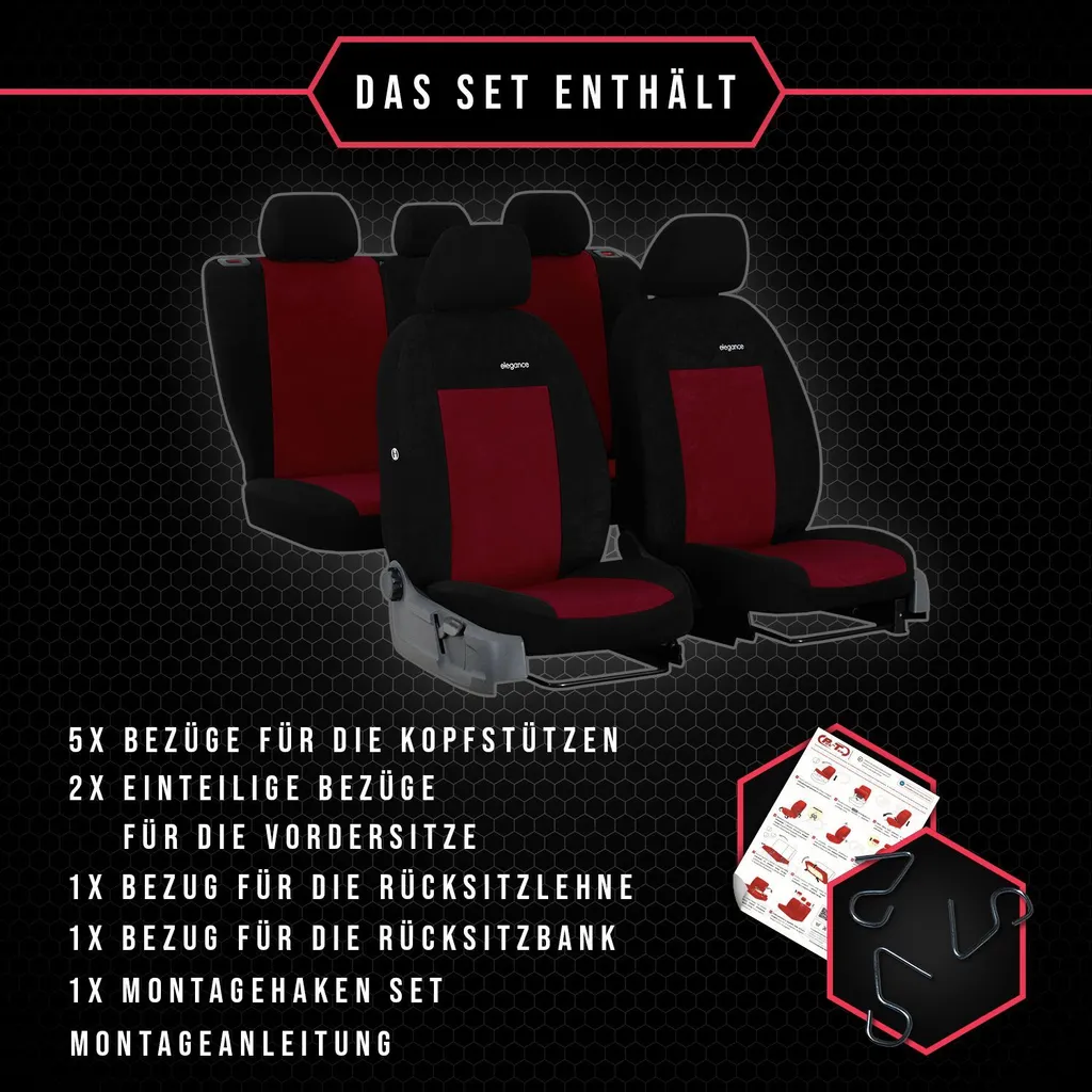 Set Coprisedili Universali Lancia Ypsilon Rosso Scuro - Protezione Auto - 9