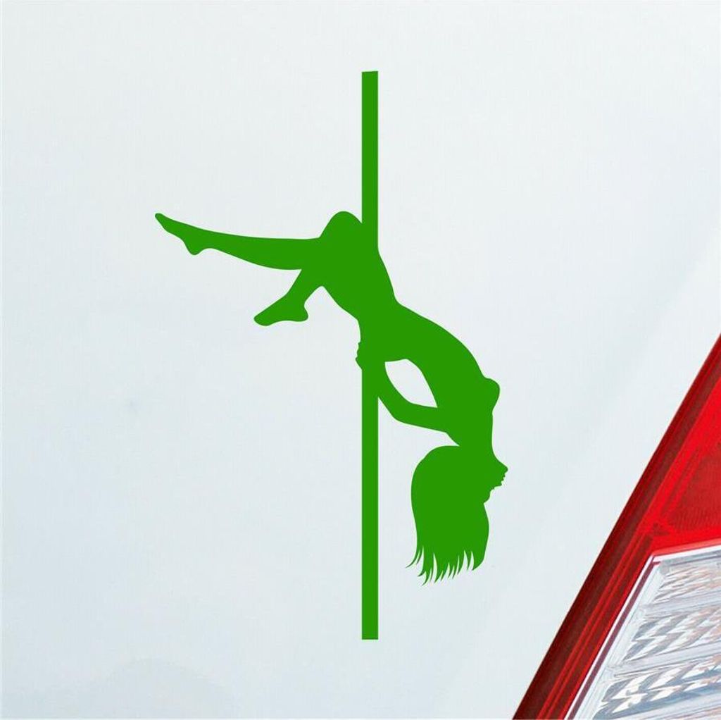 Auto Aufkleber Sexy Girl Mädchen Tanzen Poledance Strip GoGo Pin Up 12x7 cm Hellgrün Sticker Heckscheibenaufkleber