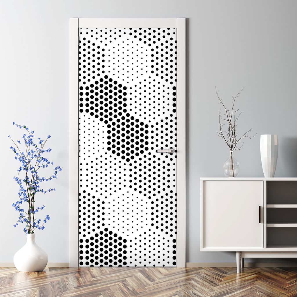 Dekorative Türposter selbstklebend Klebefolie Wandaufkleber Türaufkleber weiß und schwarz 85 x 200 cm