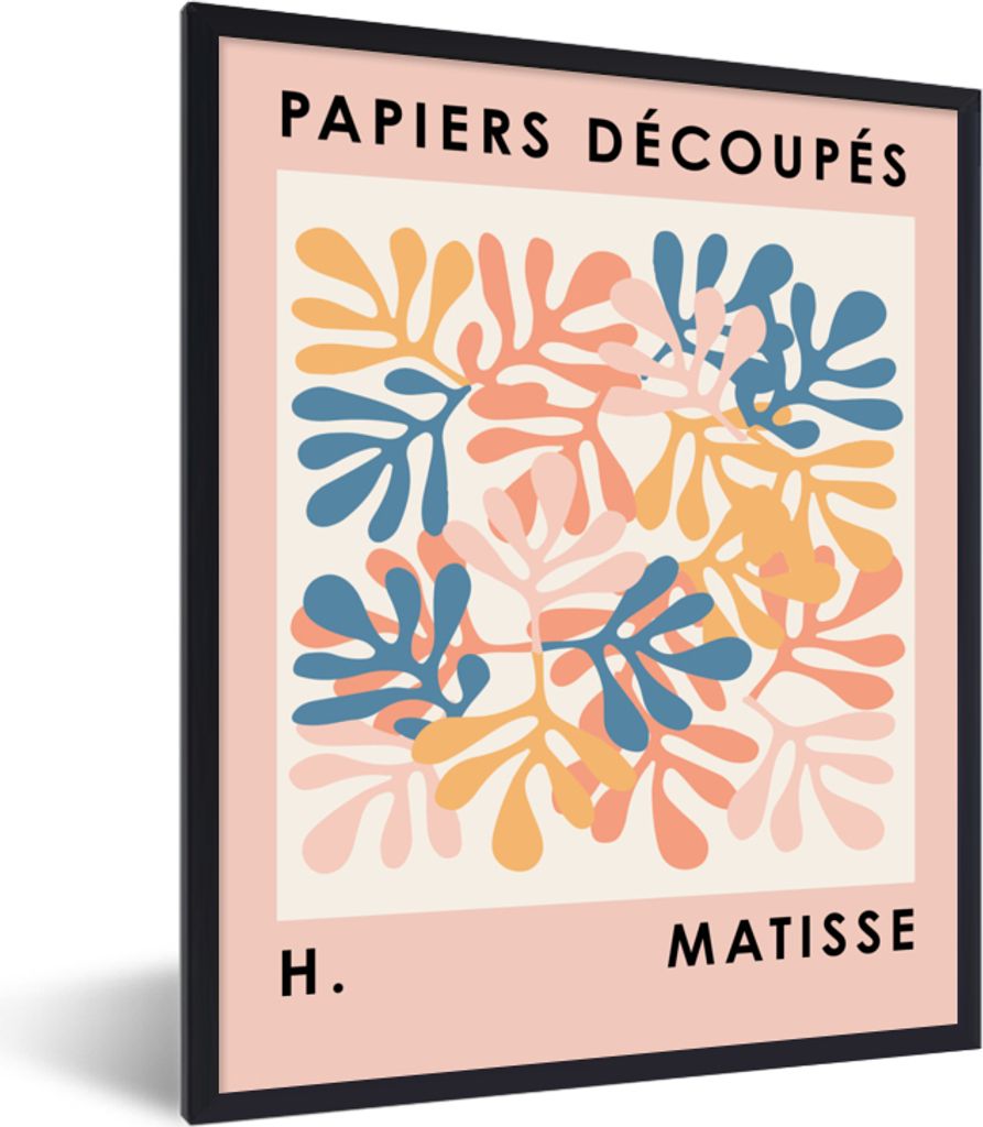 MuchoWow Gerahmtes Poster Matisse - Pflanzen - Pastell - Natur 60x80 cm - Poster mit Schwarzem Bilderrahmen Wandposter Rahmen Foto Bilder - Premi...