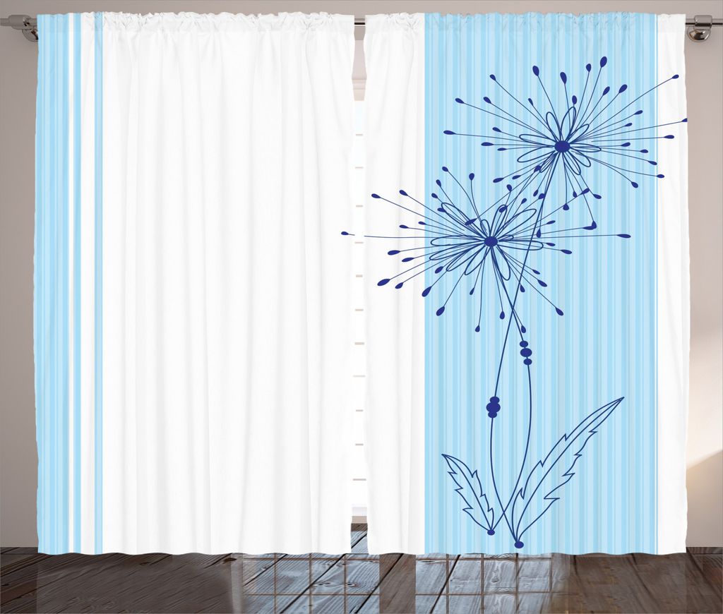 ABAKUHAUS Gestreift Rustikaler Vorhang, Vertikale lange Leitungen, Wohnzimmer Universalband Gardinen mit Schlaufen und Haken, 280 x 245 cm, Hellblau