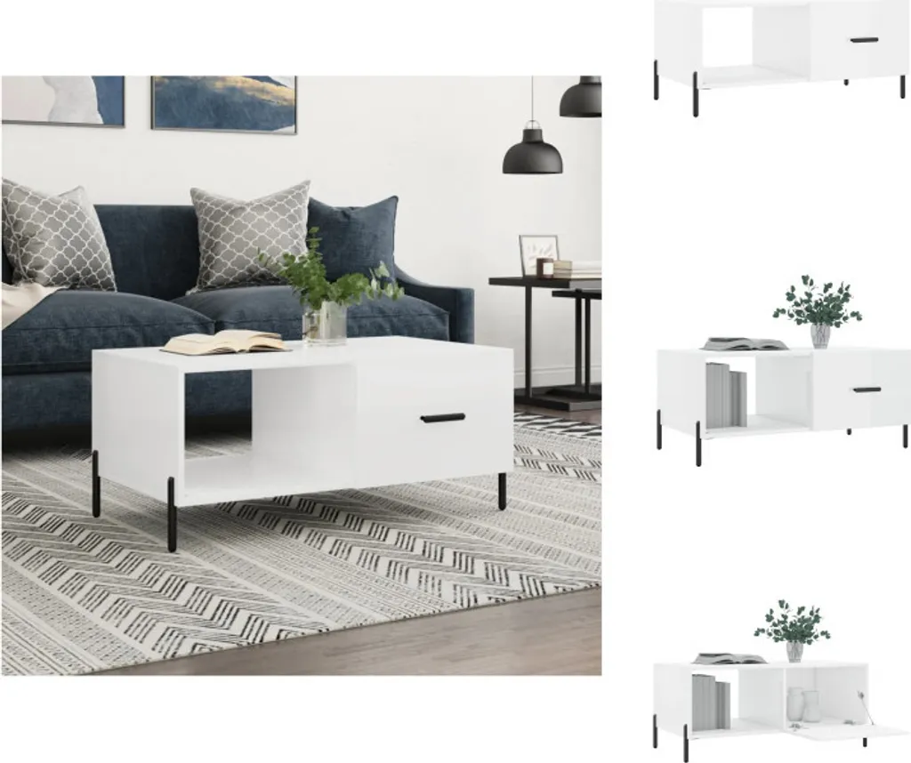 Tavolino Bianco Lucido 90x50x40 cm vidaXL | Tavolino da Caffè Moderno