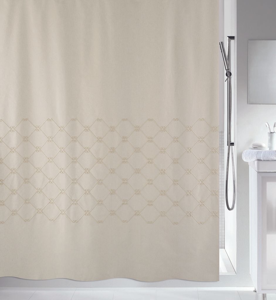 Spirella Anti-Schimmel Duschvorhang "Trento" Anti-Bakteriell, waschbar, wasserdicht Polyester/Baumwolle 180x200cm Streifen