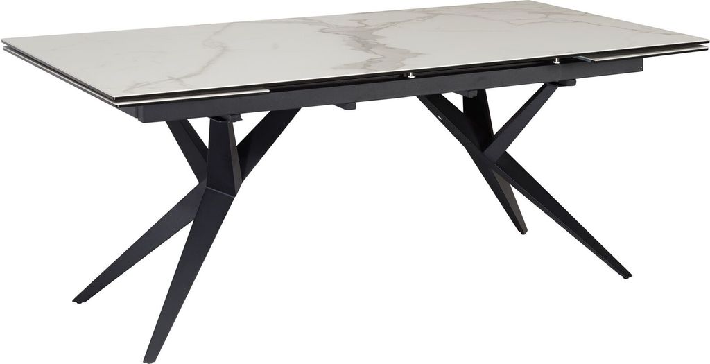 Esszimmertisch 180 - 260 cm Ausziehbar Keramik Glas Weiß, Keramiktisch Marmor-Optik Groß, Designer Küchentisch Rechteckig, Esstisch Extravagant ...