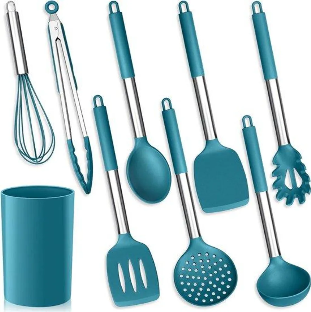 Ustensiles de cuisine en silicone bleu anti-rayure et anti-poussière