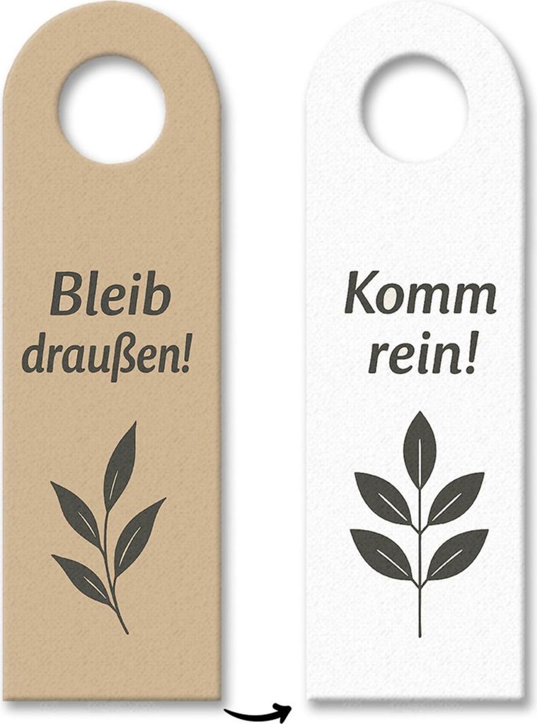 Modernes Blattdesign Bleib draußen! Komm rein! Türhänger