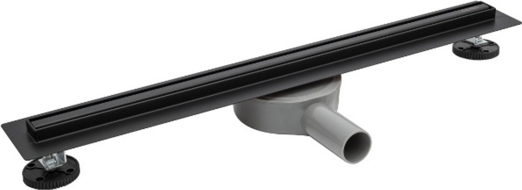BADLAND Duschrinnen Edelstahl SLIM & LOW PROLINE 60 cm in Schwarz | Komplettset Bodenablauf
