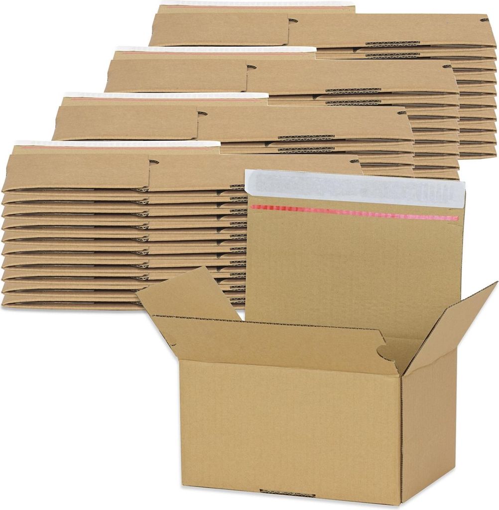 Oputec 40x Automatikkarton AK-35 Blitzboden Versandkarton Faltkarton selbstklebend B-Welle 213x153x109 mm