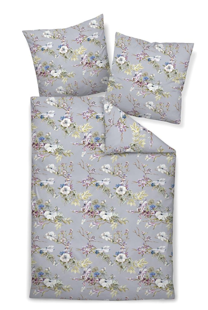 Janine Design Mako-Satin Bettwäsche-Garnitur MILANO 45044 Farbe opalgrau-08 Größe 155X220+80x80cm