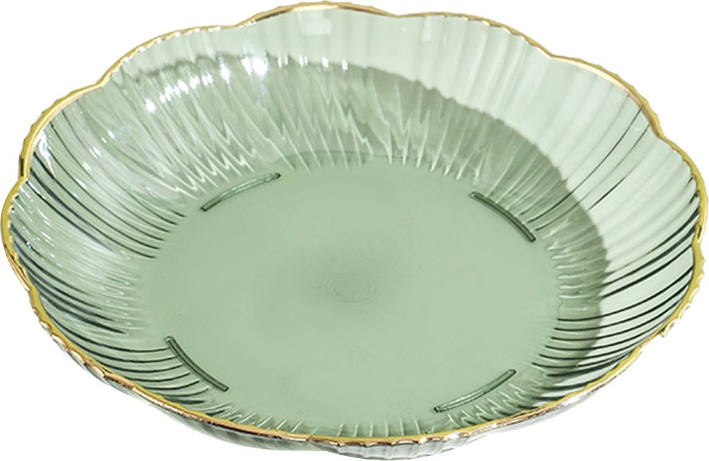 Transparenter Obstteller mit goldenem Rand, stapelbar, Servierplatte für Snacks, unzerbrechlich, rund, für Salat, Dessert, Abendessen, Esszimmerb...