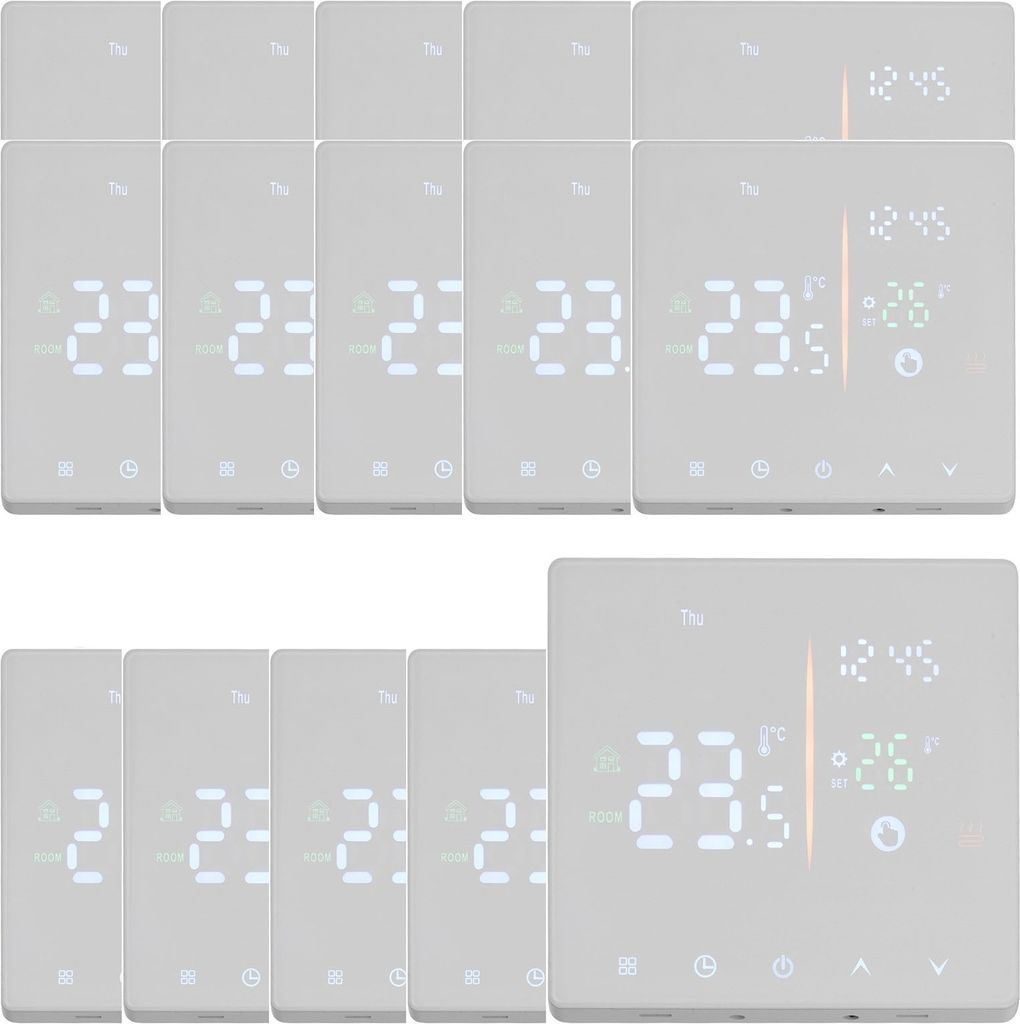 15x Digital Thermostat Raumthermostat fuer 16A Elektrische Heizung Fussbodenheizung,manueller/automatischer Modus, NTC-Induktion, LCD programmierbares