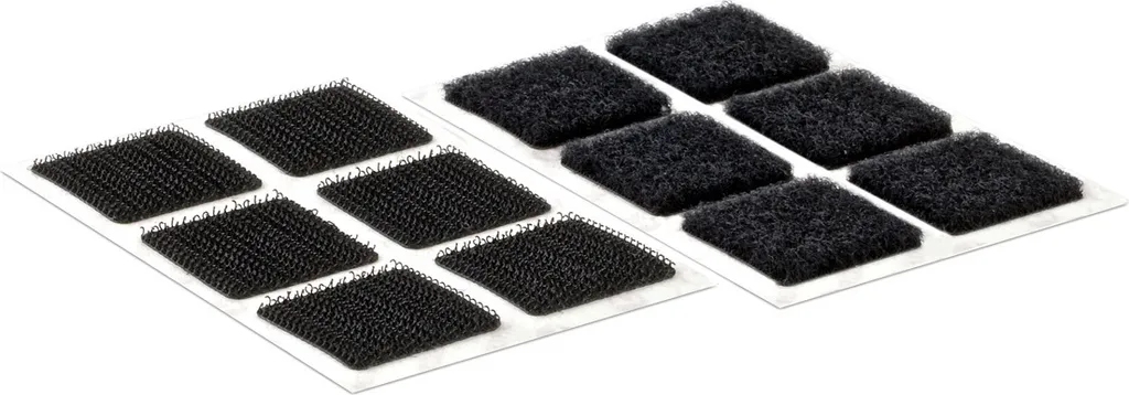 Fixation Murale sans Percer Carrés Velcro 25mm Noir - Idéal Cadres et Télécommandes