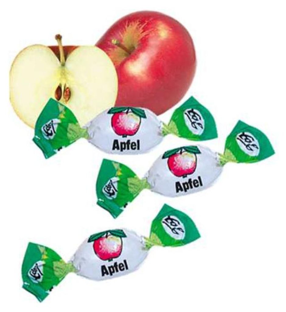 Edel appelbonbons met een vloeibare appelvulling, verpakt Productafbeelding 