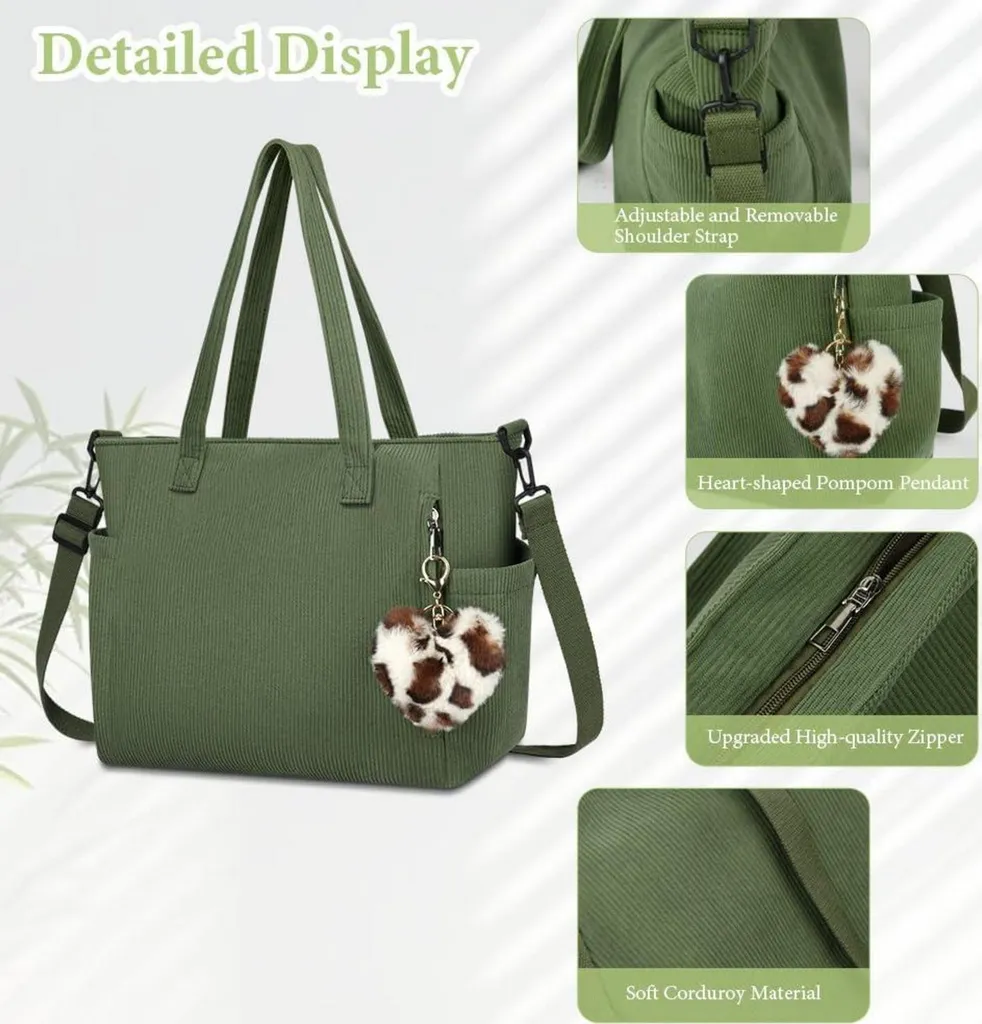 Borsa Università Donna Velluto: Tote Bag Capiente per PC e Libri - 3