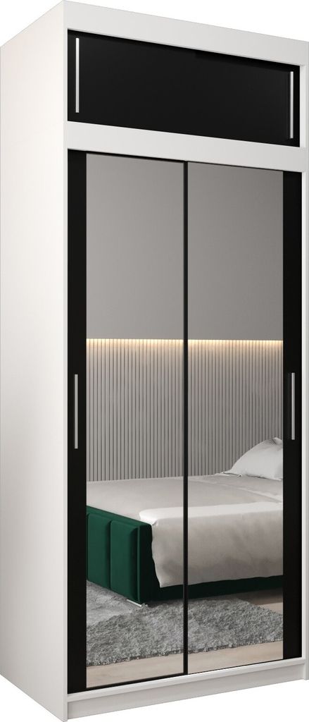 Kleiderschrank, Schiebetürenschrank Schlafzimmer, Schrank mit Spiegel TOKYO 3 100 mit Aufsatz, Höhe 240 cm