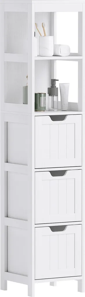 Meuble de Rangement Salle de Bain Blanc avec Étagères pour le Salon