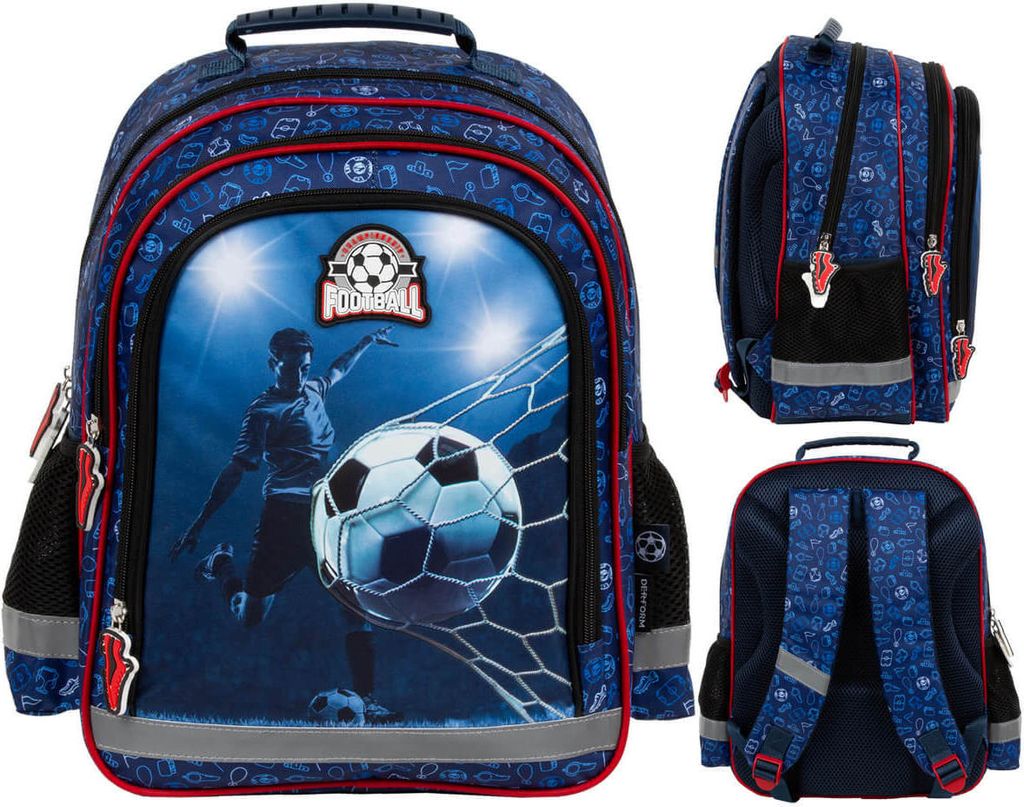 Derform FOOTBALL Schulrucksack mit zwei Fächern für Fußball Produktbild 
