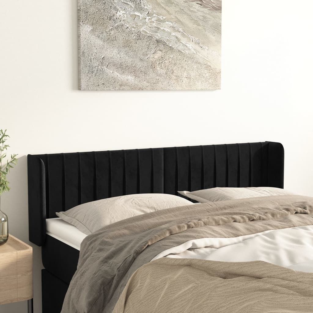 Kopfteil mit Ohren Schwarz 147x16x78/88 cm Samt Produktbild 