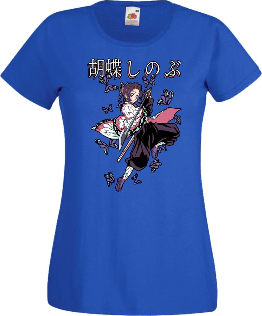 Damen T-Shirt Anime Manga Demon Anime Slayer Shinobu Kocho 02 Shinobu, Lady XS / Blau
