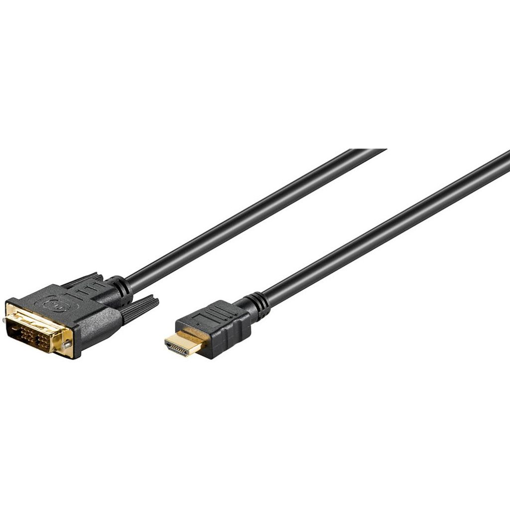 Goobay 51582 DVI-D/HDMI Kabel, vergoldet, 5 m, Schwarz - DVI-D-Stecker Single-Link (18+1 pin) > HDMI -Stecker (Typ A)