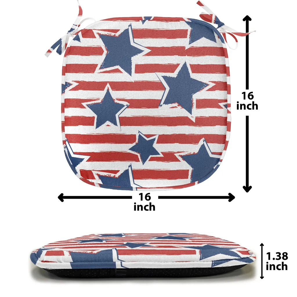 ABAKUHAUS 4 luglio Imbottitura per sedie da sala da pranzo, American Glory Design, Cuscino decorativo impermeabile con cinturini per sedie da cucina, 40 cm x 40 cm - confezione da 4, blu cobalto rosso cinabro - 3