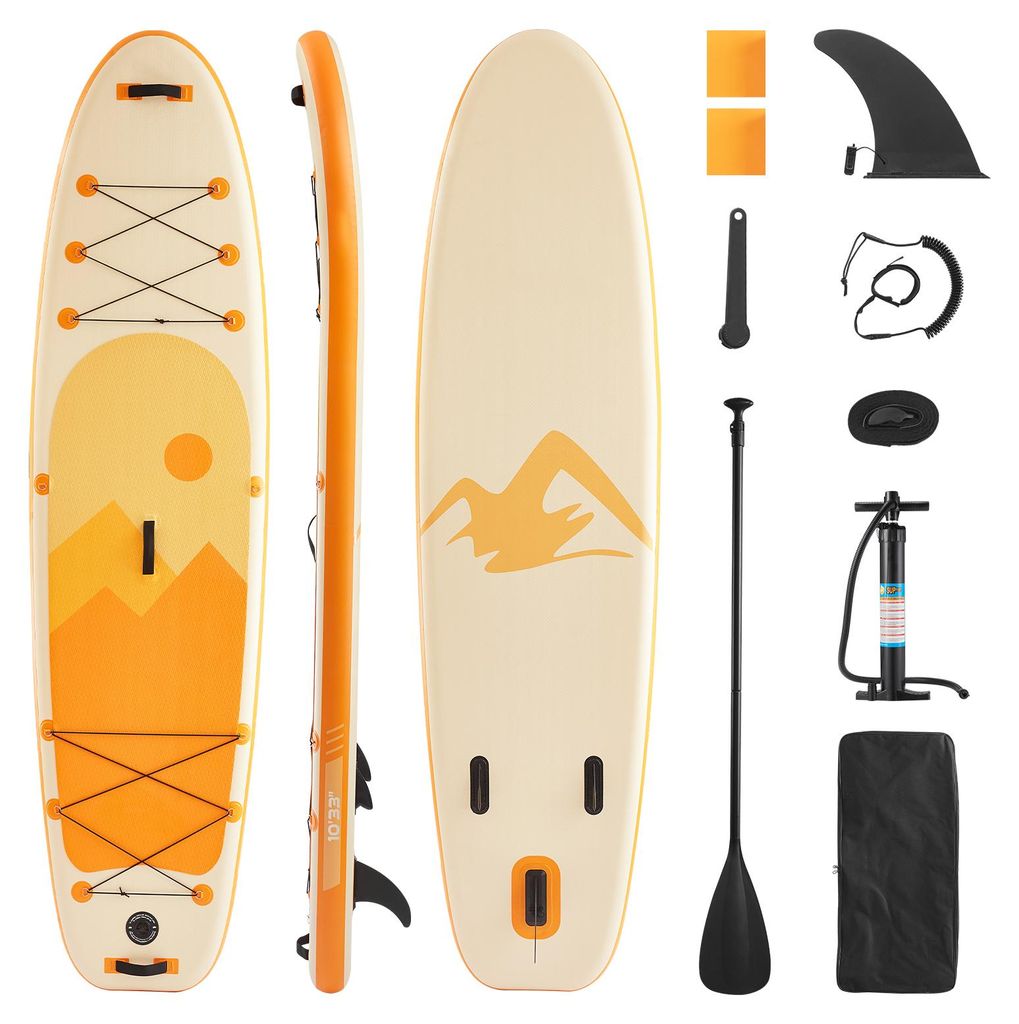 SucceBuy Aufblasbares Stand Up Paddle Board (304,8 x 83,8 x 15,2 cm) Komplettset mit Pumpe, Paddel, Finne, Rucksack, Knöchelleine und rutschfestem...