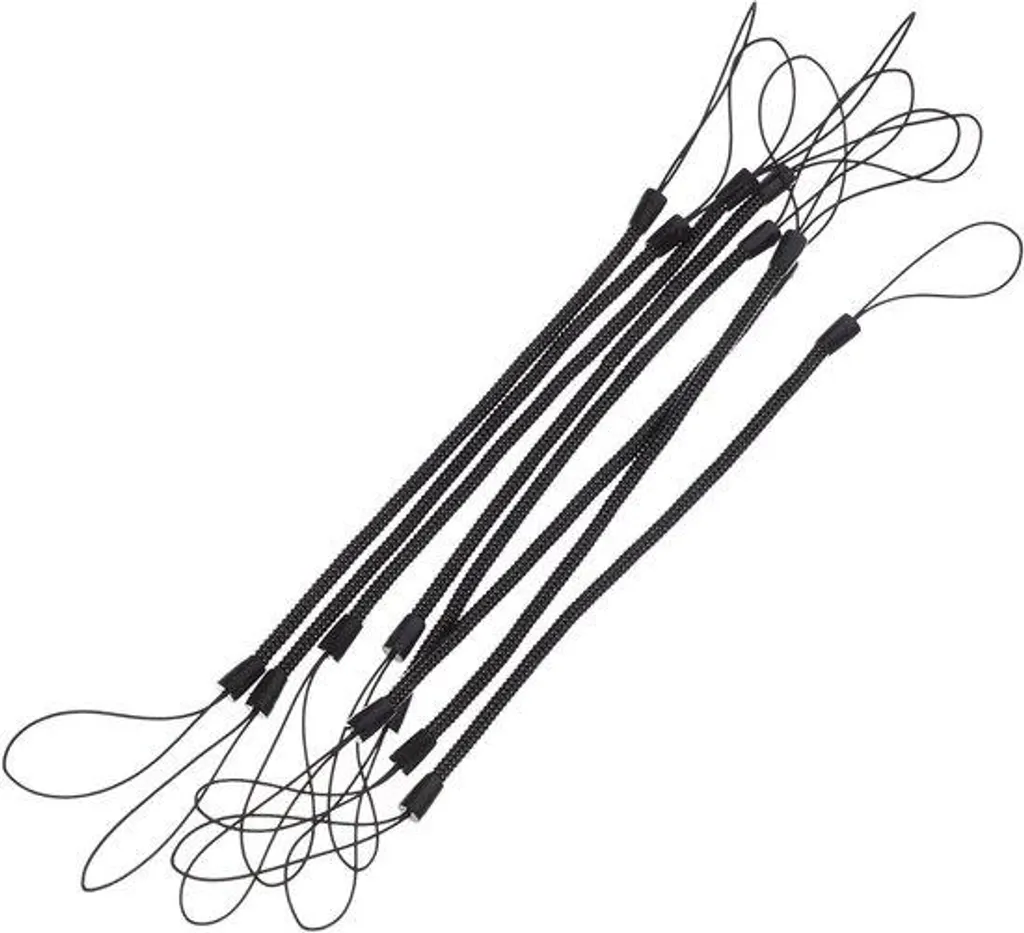Lot de 8 Lanières Porte-Clés et Attaches Stylos - Cordon Noir Durable