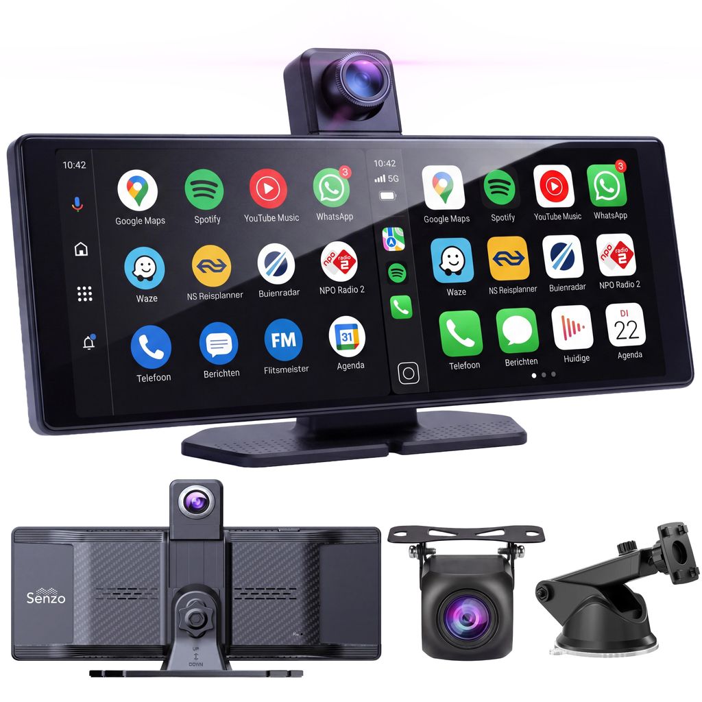 Senzo Schermo CarPlay 10.26 Pollici - Con Dashcam 4K - Immagine del prodotto 