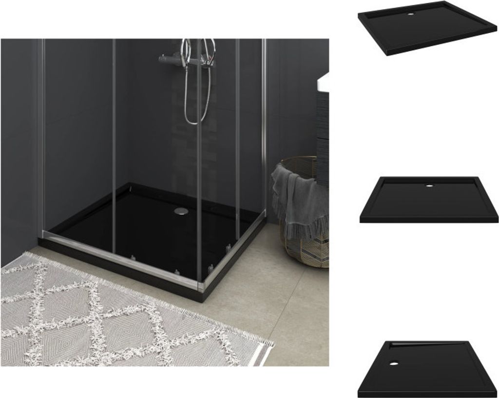 vidaXL Duschtasse ABS Rechteckig Schwarz 80x90 cm - Duschwannen