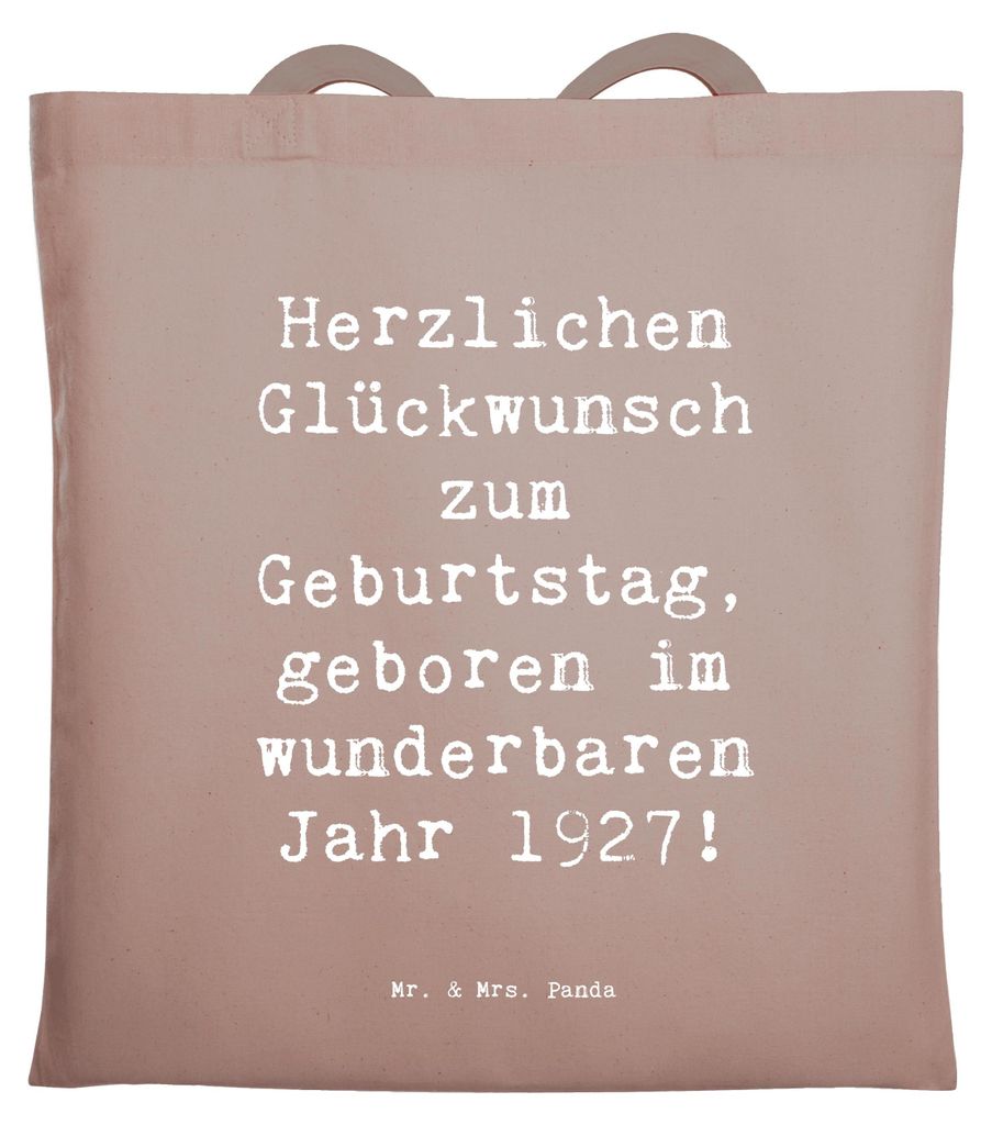 Mr. & Mrs. Panda Jutebeutel Spruch 1927 Geburtstag - Braun Pastell - Geschenk, Erinnerungsgeschenk, umhängebeutel, Geburtsjahr, Alles gut zum, Geb...