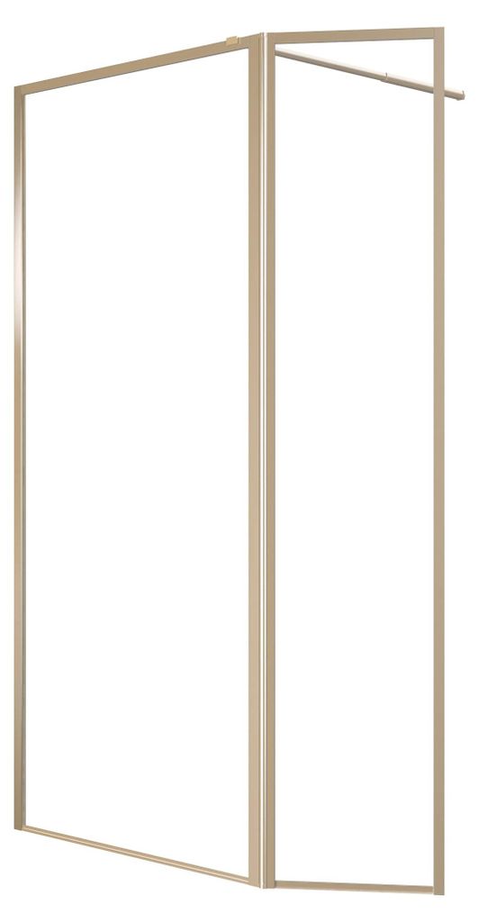 Duschwand 90+40×200 cm, Gold gebürstet, Aluminium, ESG, Produktbild 
