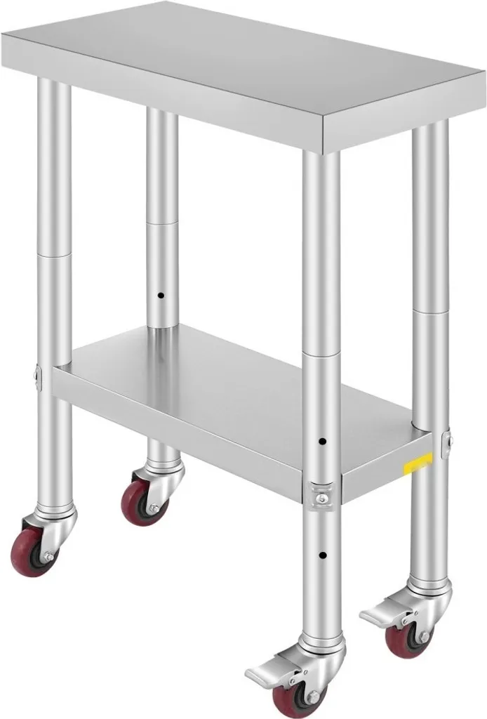 Table inox professionnelle ultra résistante 350 kg avec pieds réglables