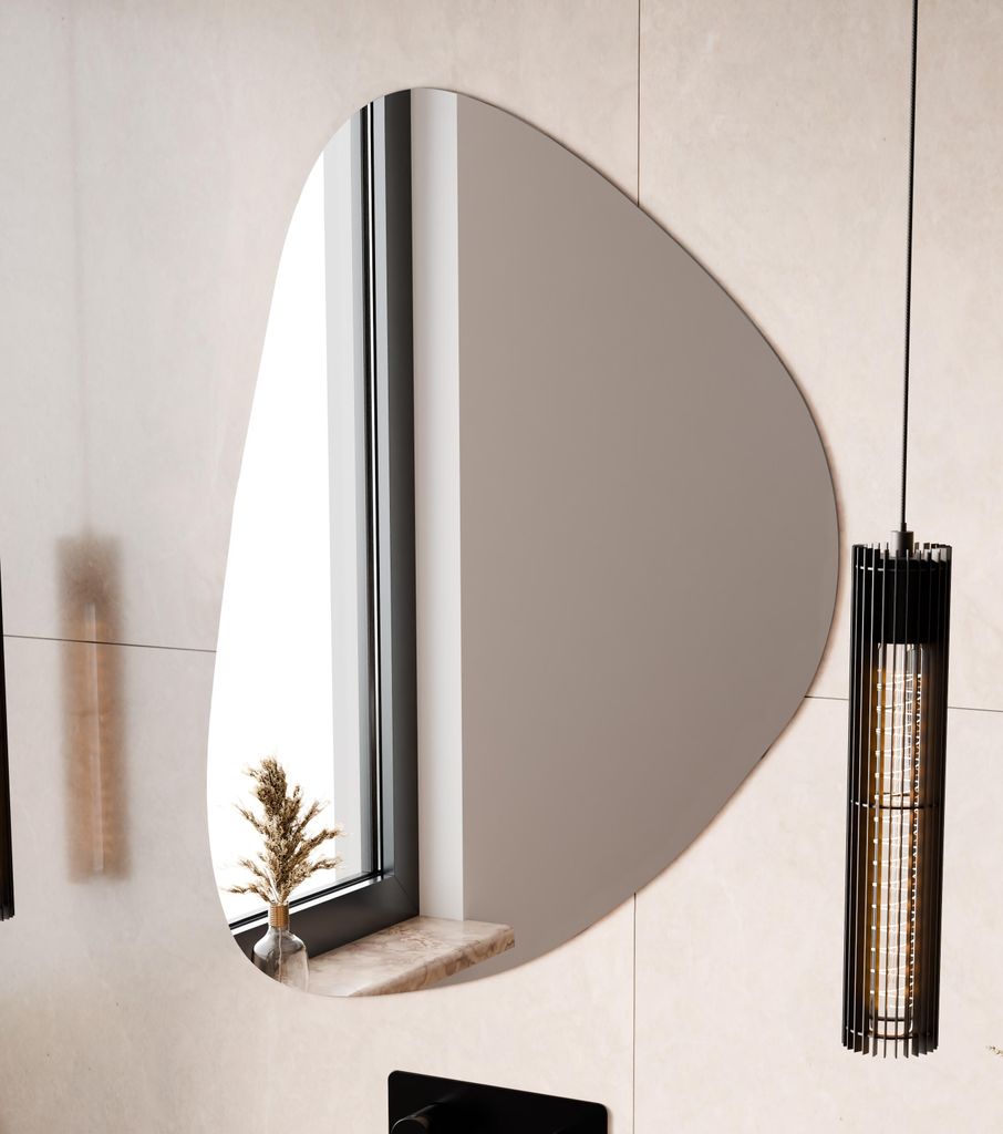 BD ART LED-Badezimmerspiegel 60x90 cm, Organische Form mit Beleuchtung, IP44, Wandspiegel für Feuchträume