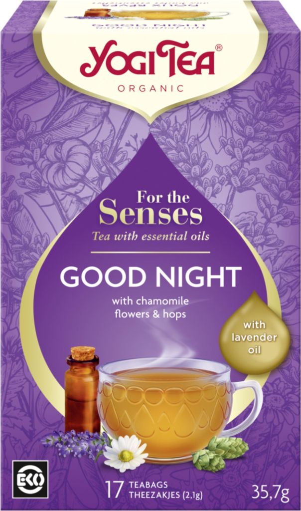 HERBATKA DLA ZMYSŁÓW NA DOBRANOC Z OLEJKIEM LAWENDOWYM (FOR THE SENSES GOOD NIGHT) (17 x 2,1 g) 35,7 g - YOGI TEA
