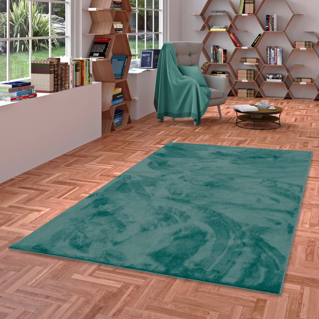 Luxus Super Soft Hochflor Langflor Teppich Melia Mintgrün, Größe:80x150 cm