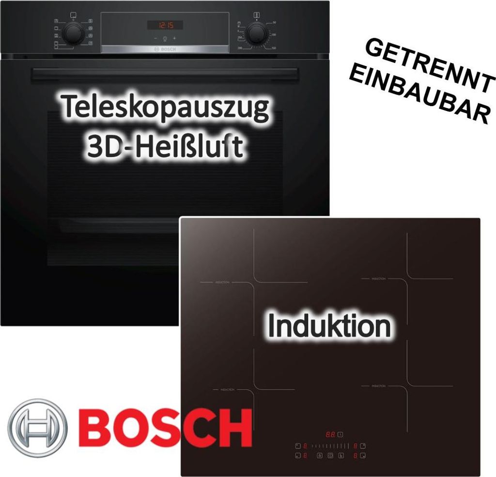 Herdset BOSCH Backofen Teleskopauszug Versenkknebel Produktbild 