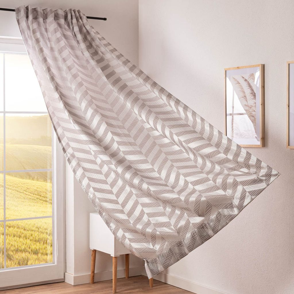 Vorhang Willow Doubleface Doppelgewebe Chevron beige in div. Größen 245cm (H) x 450cm (B) Größe