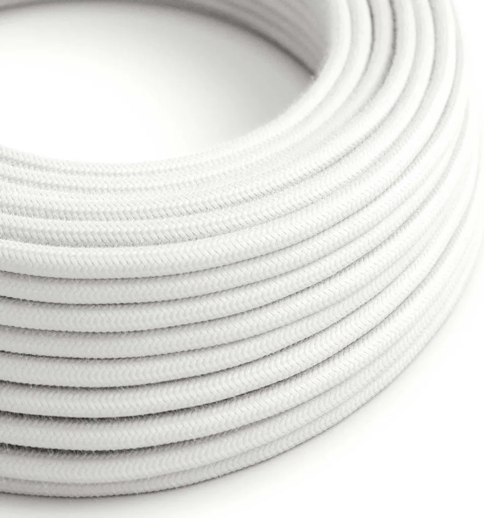 Fil électrique textile en coton blanc RC01 rond 2x0,75mm² silicone 50 m
