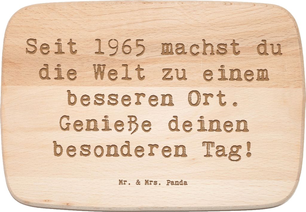 Mr. & Mrs. Panda Schneidebrett Spruch 1965 Geburtstag Freude - Transparent - Geschenk, Welt zu einem besseren Ort, Glückwunsch, Holzbrett, Küchen...