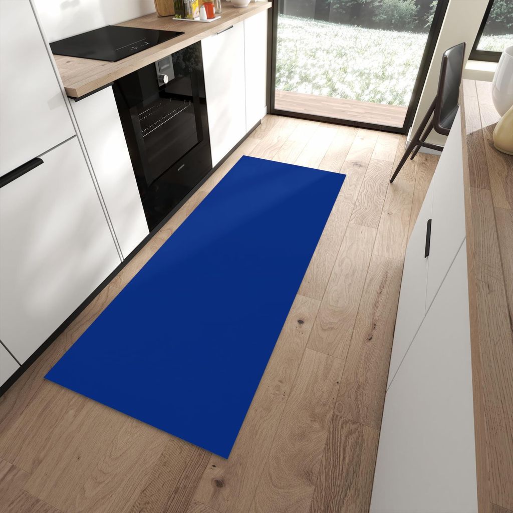 Küchenteppich 80x200cm rutschfest & abwischbar PVC Läufer - Königsblauer Hintergrund I